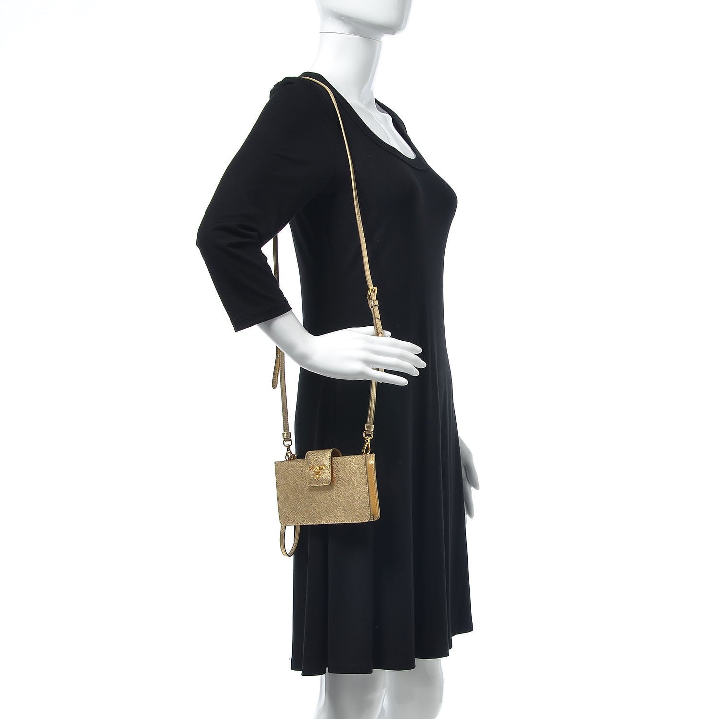 Saffiano Metal Crossbody Wristlet iPhone Case Platino