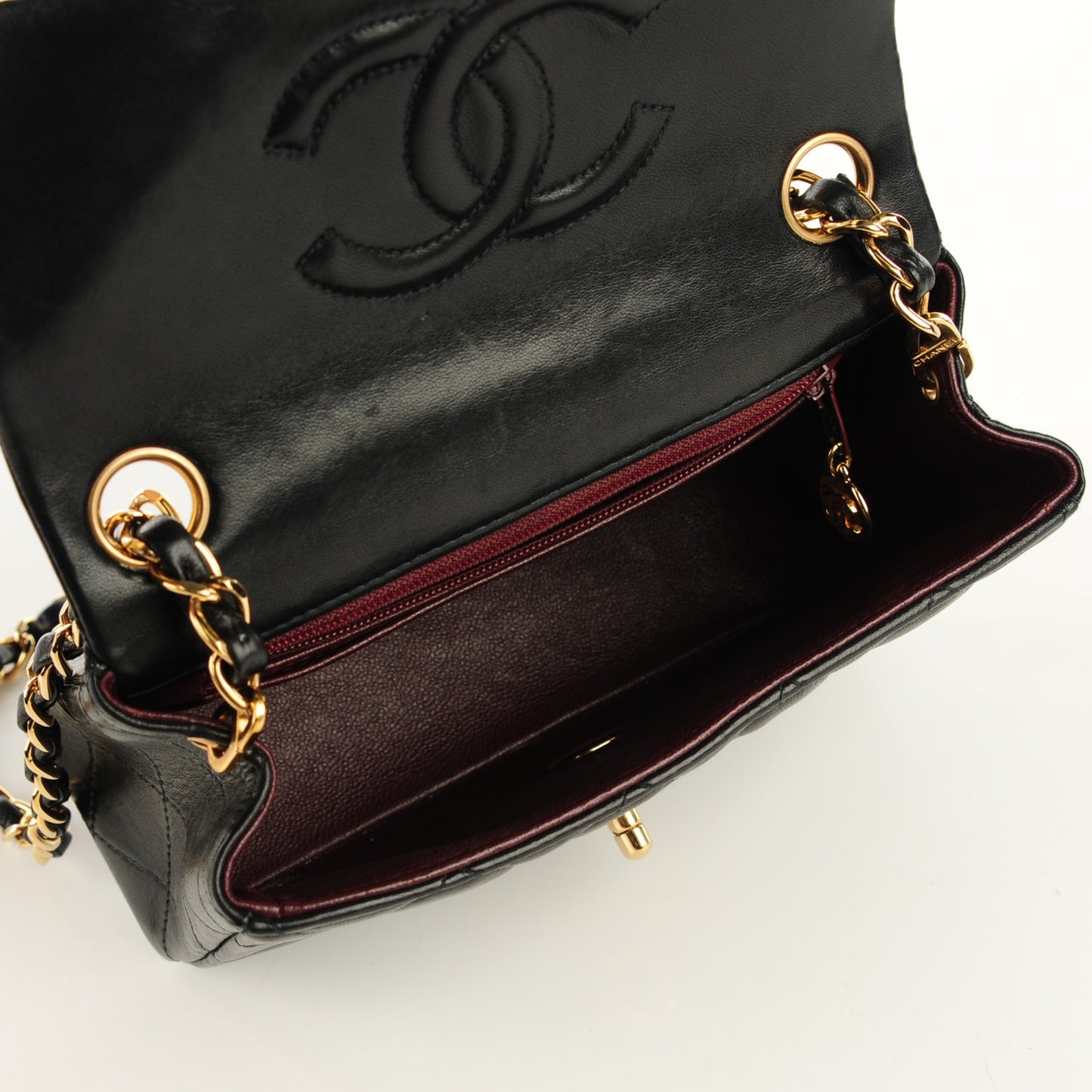 Lambskin Quilted Mini Square Flap Black