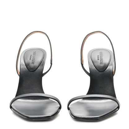 Saint Laurent Calfskin Cassandra 85 Sandals 37 Black Gold Brown 3 of 9