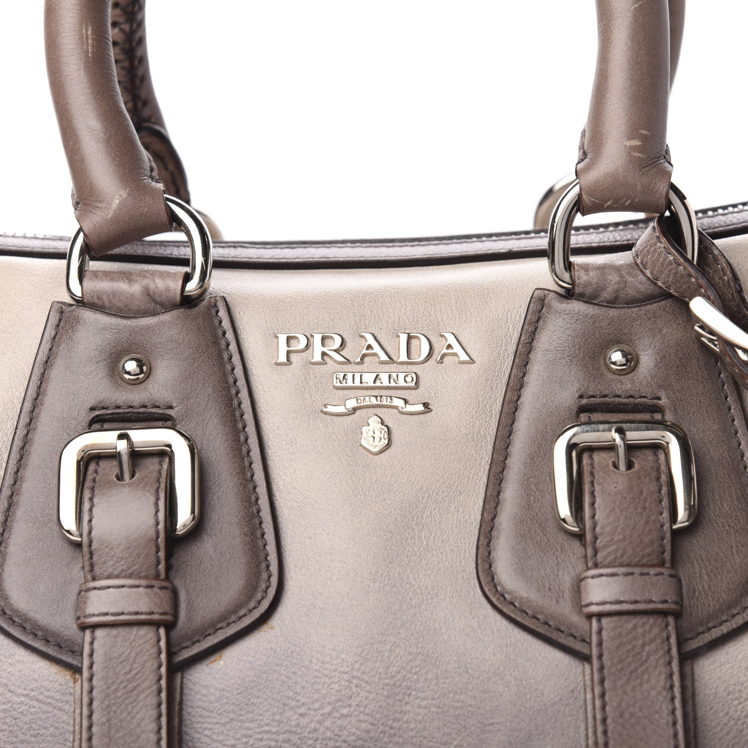 Prada Glace Calfskin Satchel Ardesia Talco 10 of 10