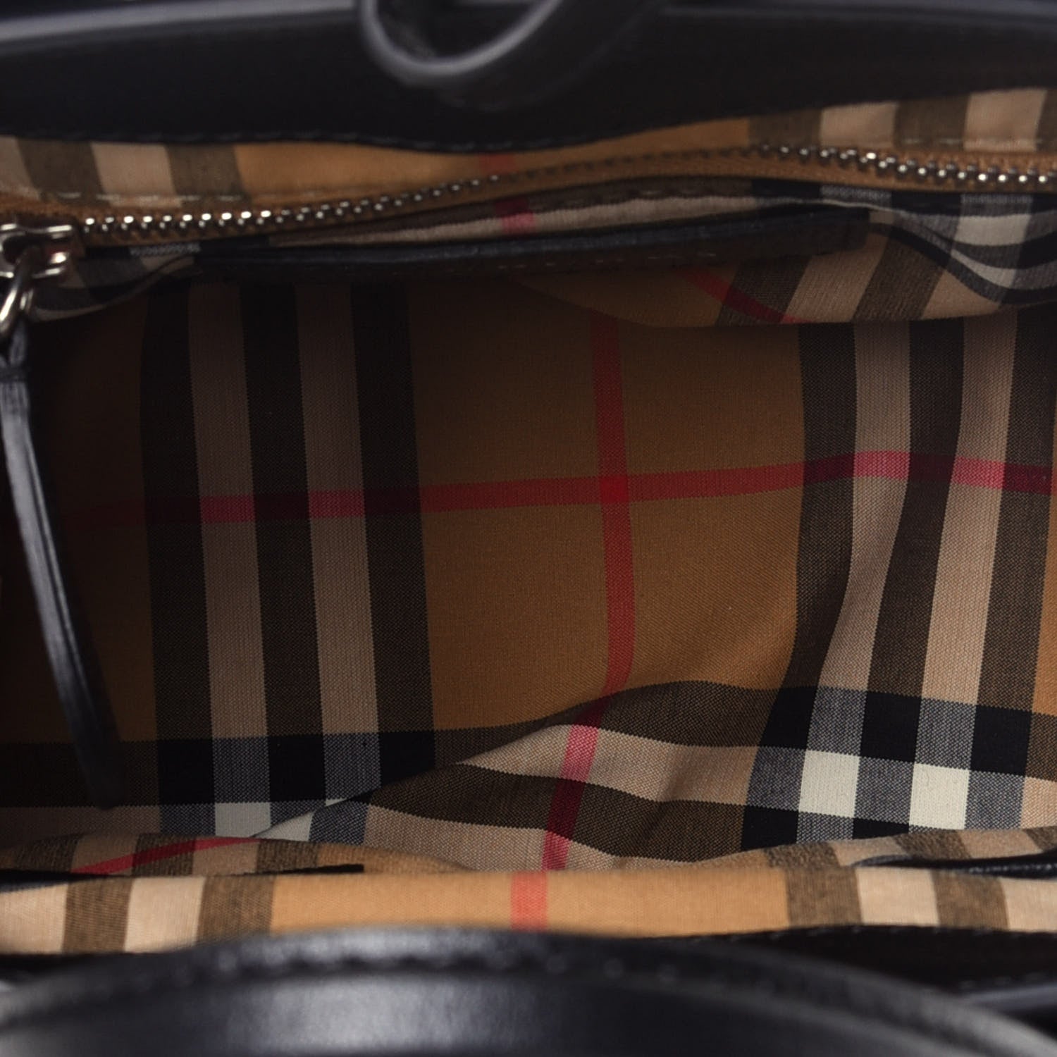 Burberry Grainy Calfskin House Check Baby Banner Tote Black 5 of 9