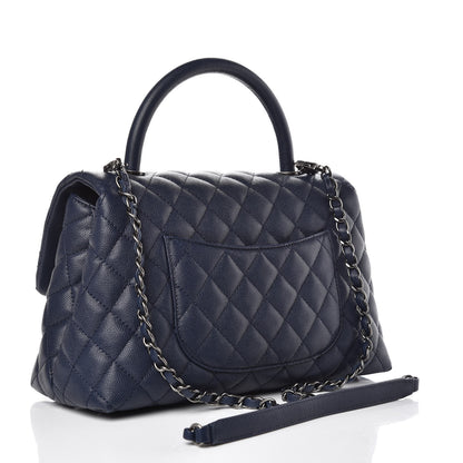 Chanel Caviar Quilted Small Coco Handle Flap Navy 3 of 9