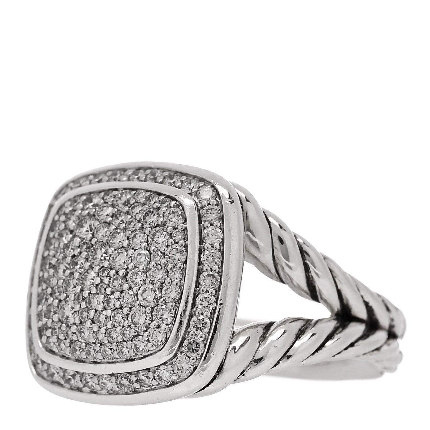 Sterling Silver Diamond 11mm Albion Pave Ring 52 6