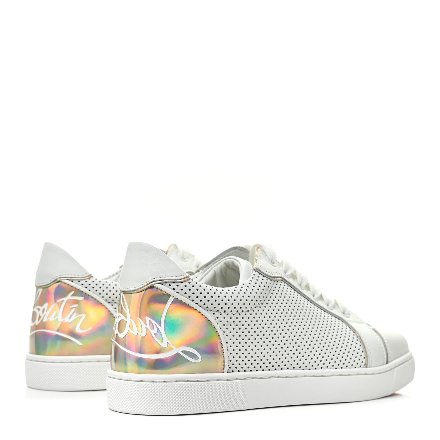 Calfskin Perforated Patent Vieira Flat Sneakers 38 White