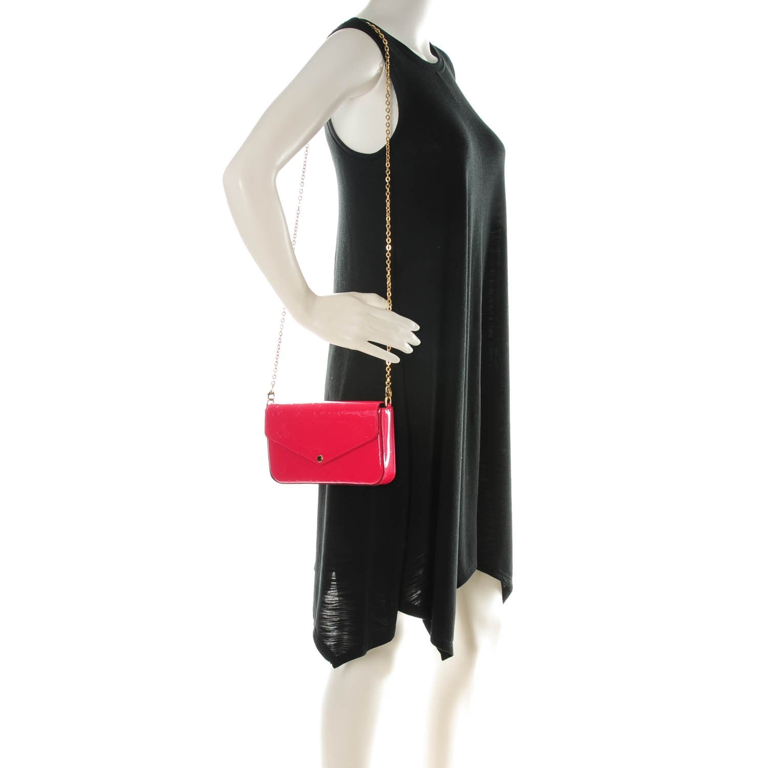 Louis Vuitton Vernis Felicie Pochette Chain Wallet Hot Pink 2 of 7