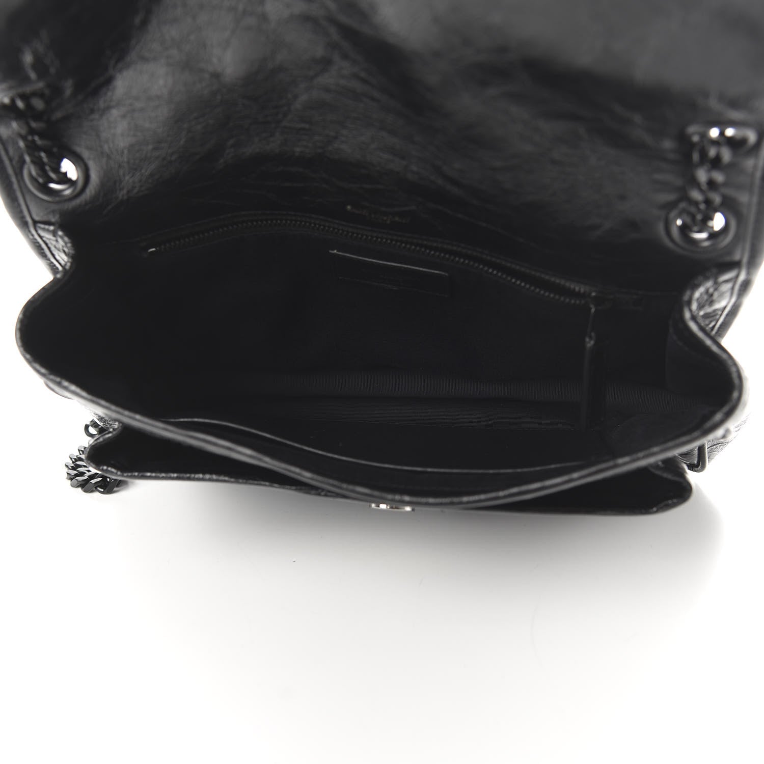 Saint Laurent Crinkled Calfskin Matelasse Monogram Medium Niki Chain Satchel Black 5 of 9