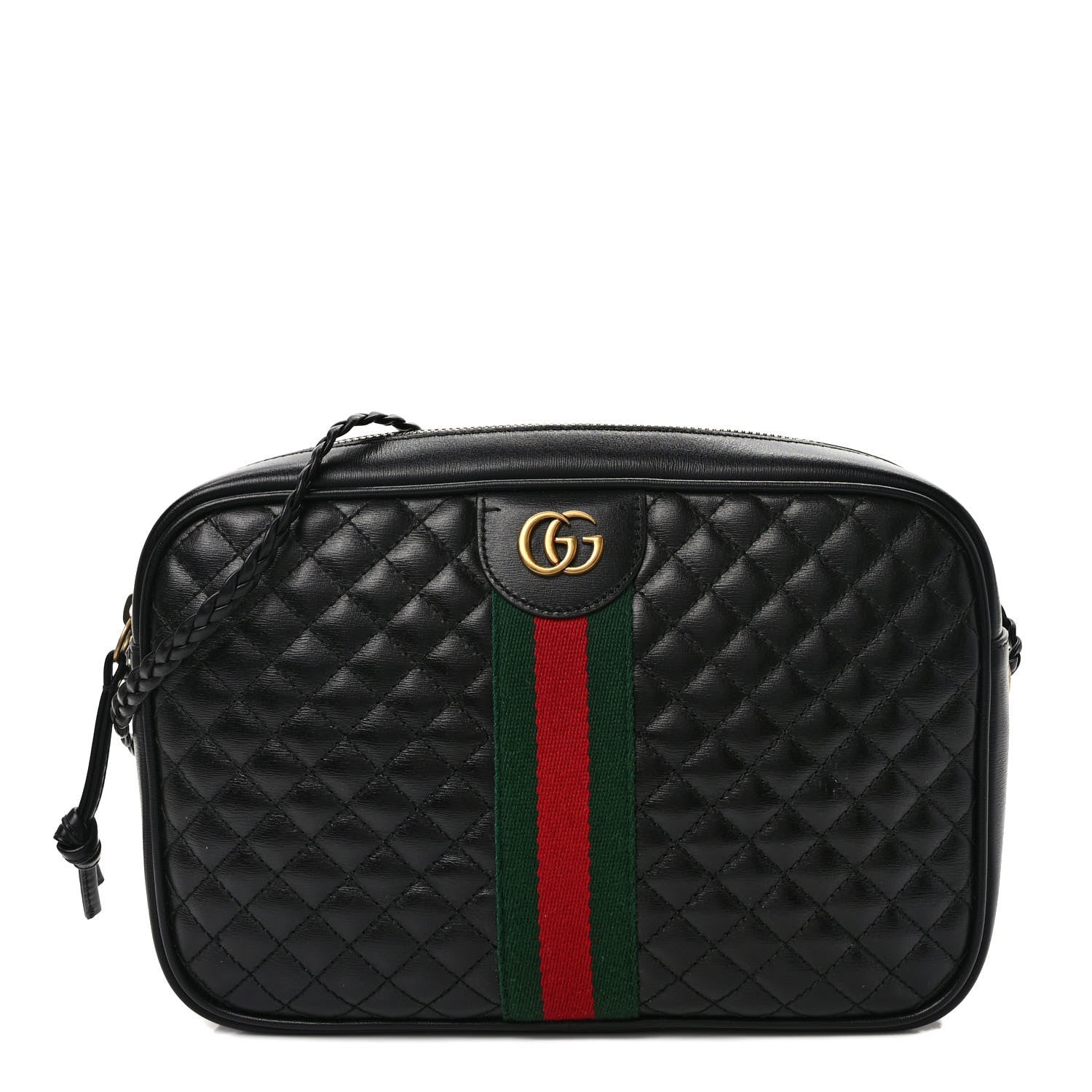 Gucci Calfskin Web Trapuntata Small GG Shoulder Bag Black 1 of 9