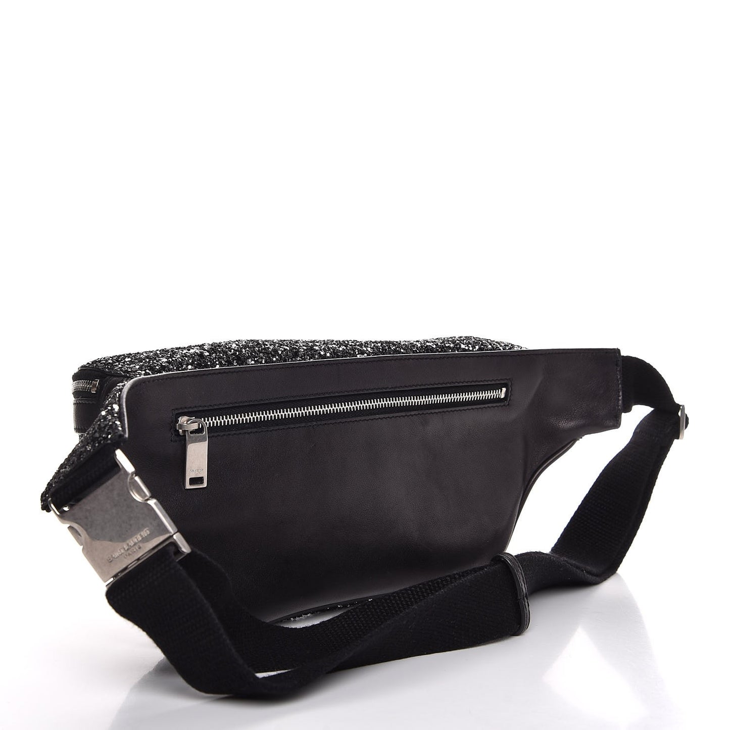 Lambskin Glitter Belt Bag Metallic Black