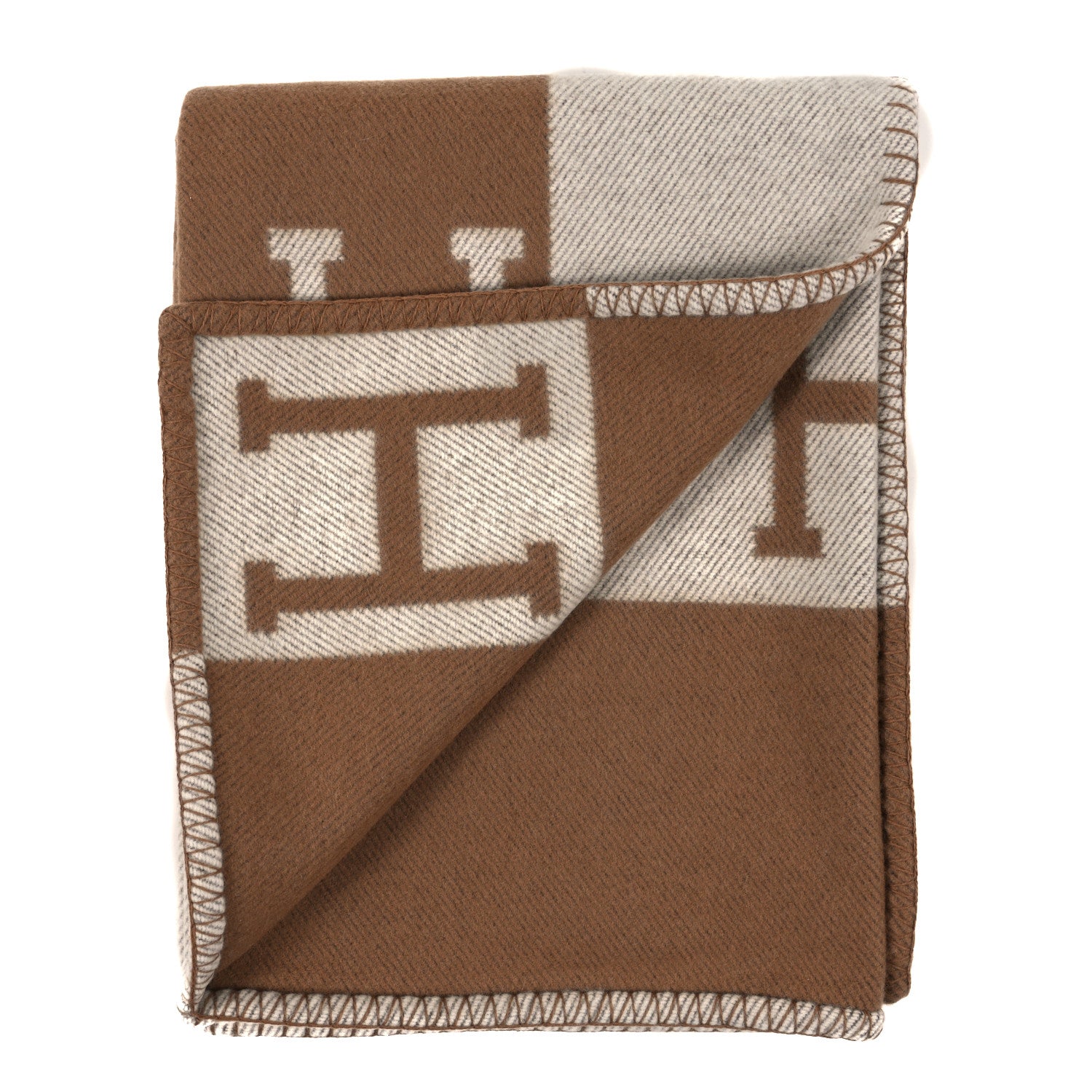 Hermes Wool Cashmere Avalon Blanket Ecru Camel 2 of 3