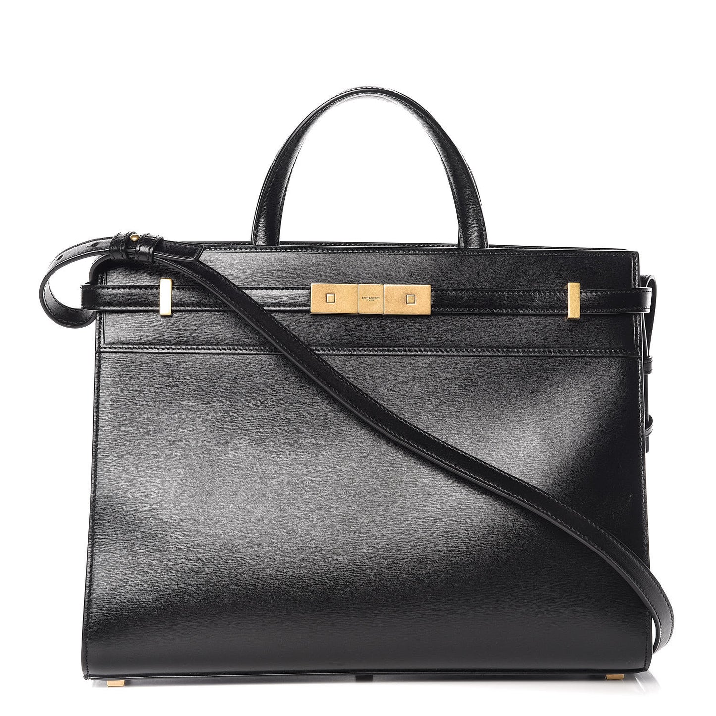 Calfskin Small Manhattan Shopper Tote Black