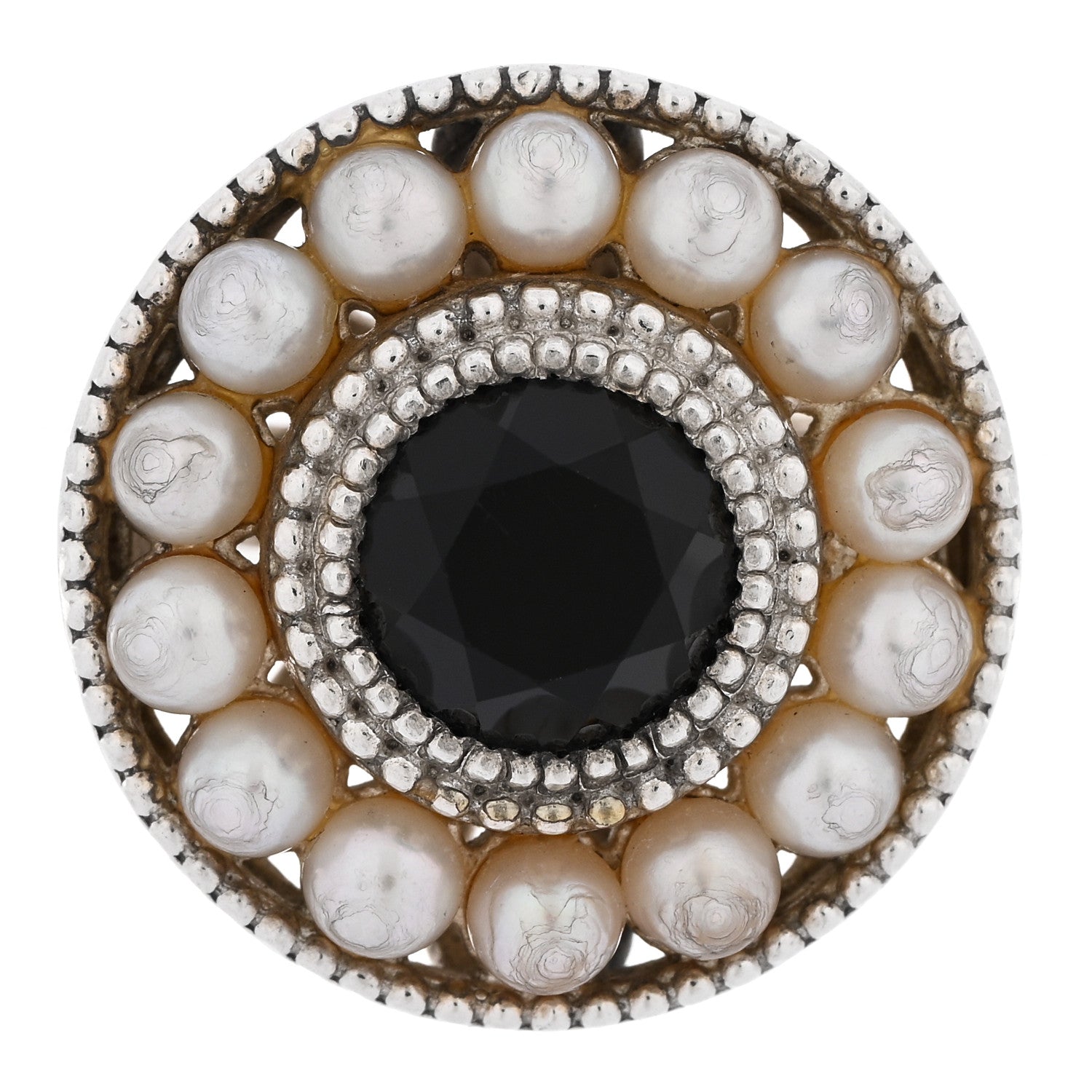 Tiffany Sterling Silver Black Onyx Freshwater Pearl Ziegfeld Ring 49 5 1 of 5