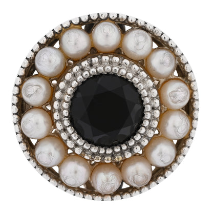 Tiffany Sterling Silver Black Onyx Freshwater Pearl Ziegfeld Ring 49 5 1 of 5