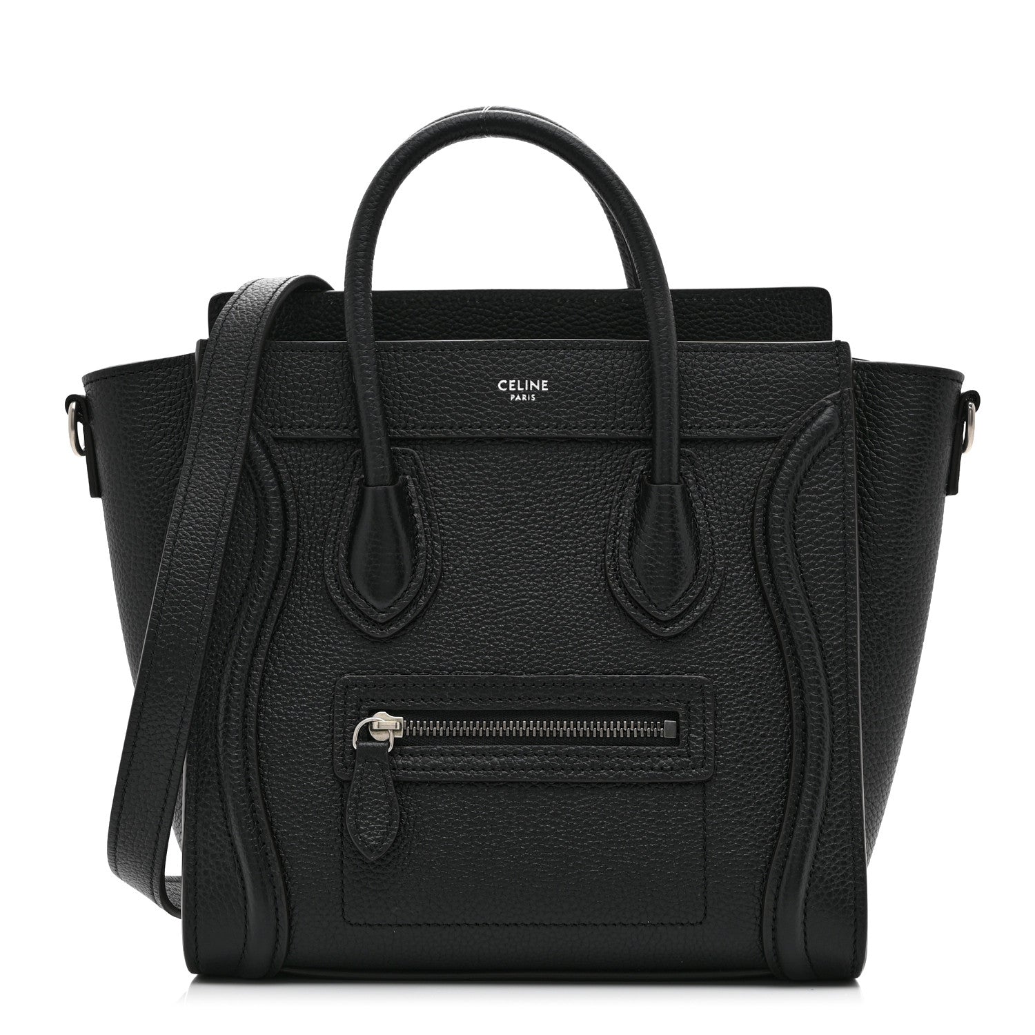 Celine Drummed Calfskin Nano Luggage Black 1 of 11