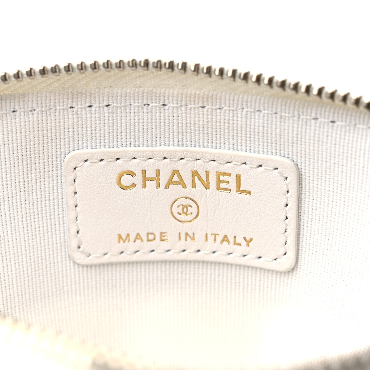 Chanel Caviar Quilted Crystal Zip Card Holder Wallet White 5 of 9