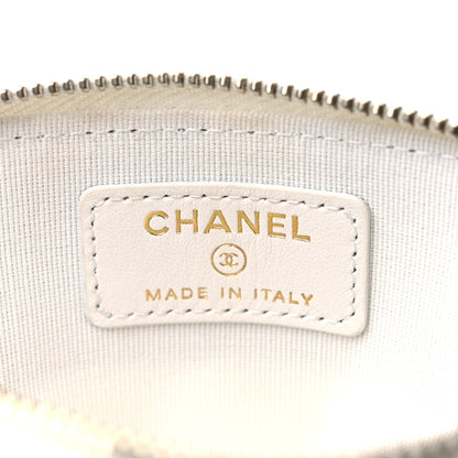 Chanel Caviar Quilted Crystal Zip Card Holder Wallet White 5 of 9