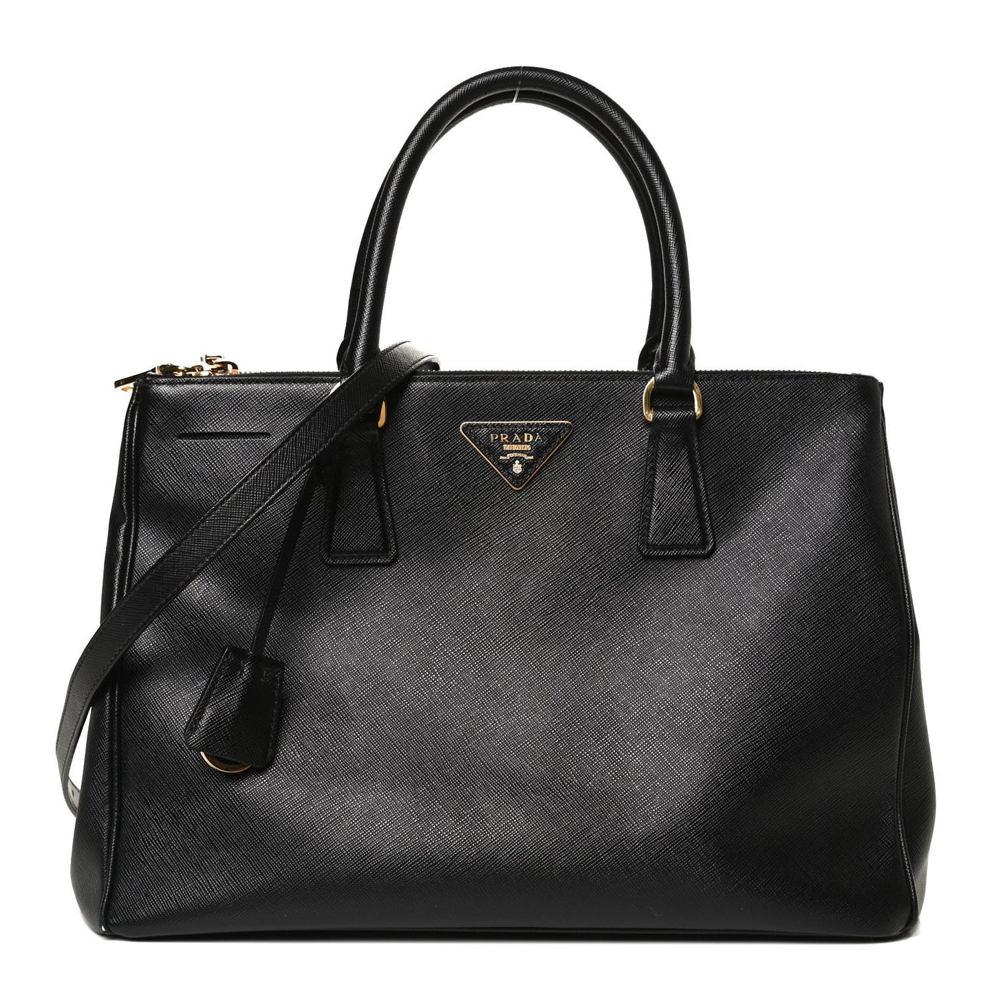 Saffiano Small Galleria Double Zip Tote Black
