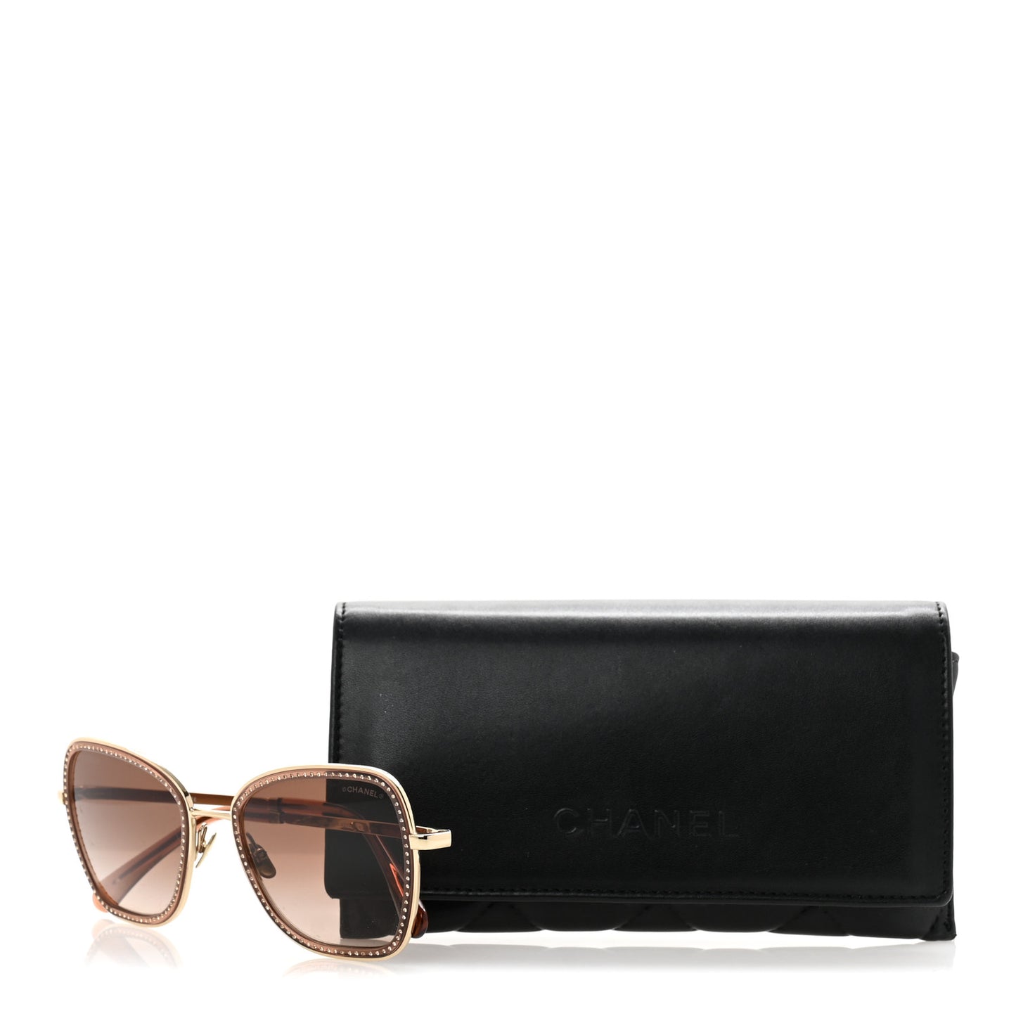 Square Frame Sequin Sunglasses 4277-B Gold Brown