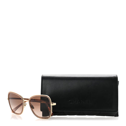 Chanel Square Frame Sequin Sunglasses 4277-B Gold Brown 9 of 9