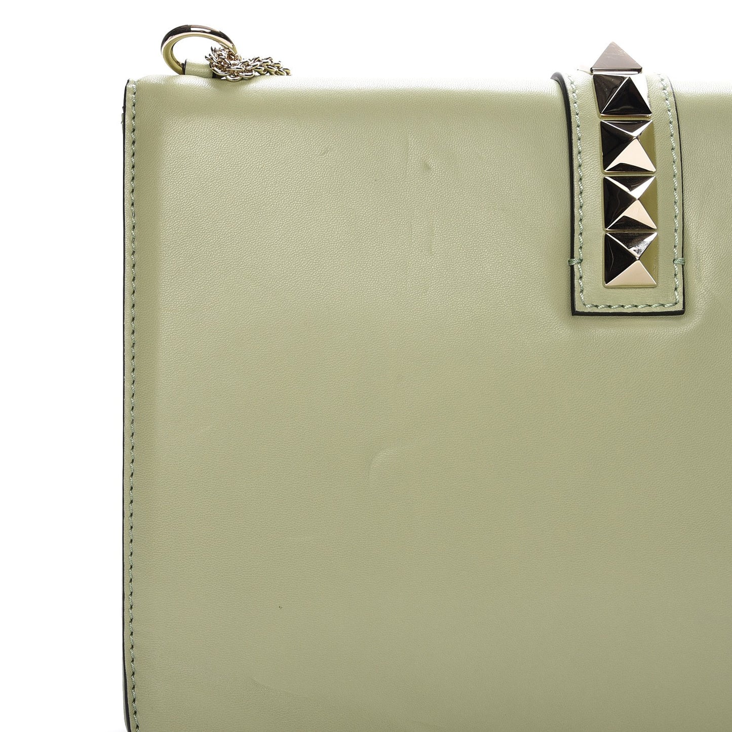Vitello Large Glam Lock Rockstud Flap Light Green