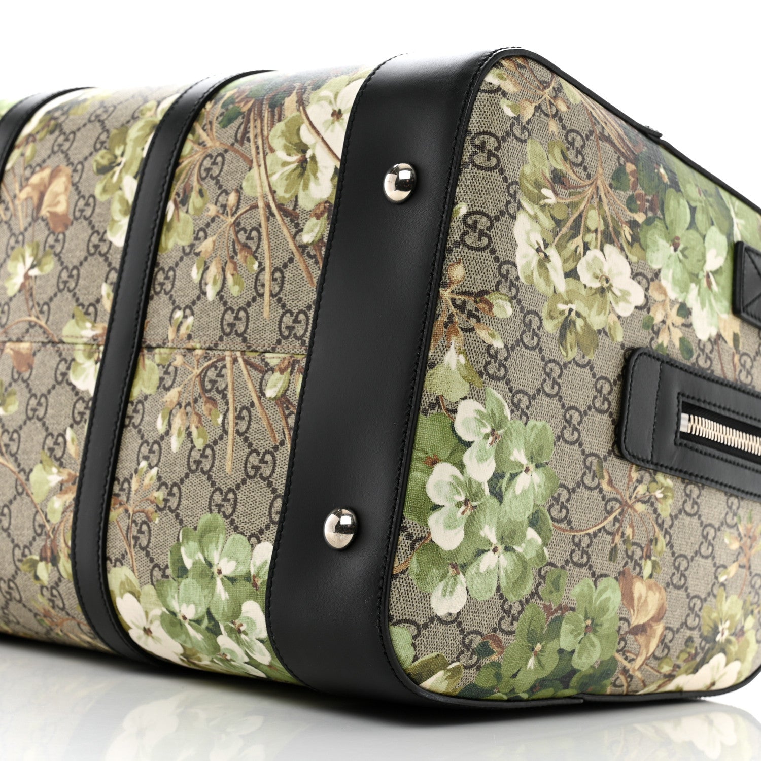 Gucci GG Supreme Monogram Blooms Medium Duffle Beige New Military Black 9 of 9