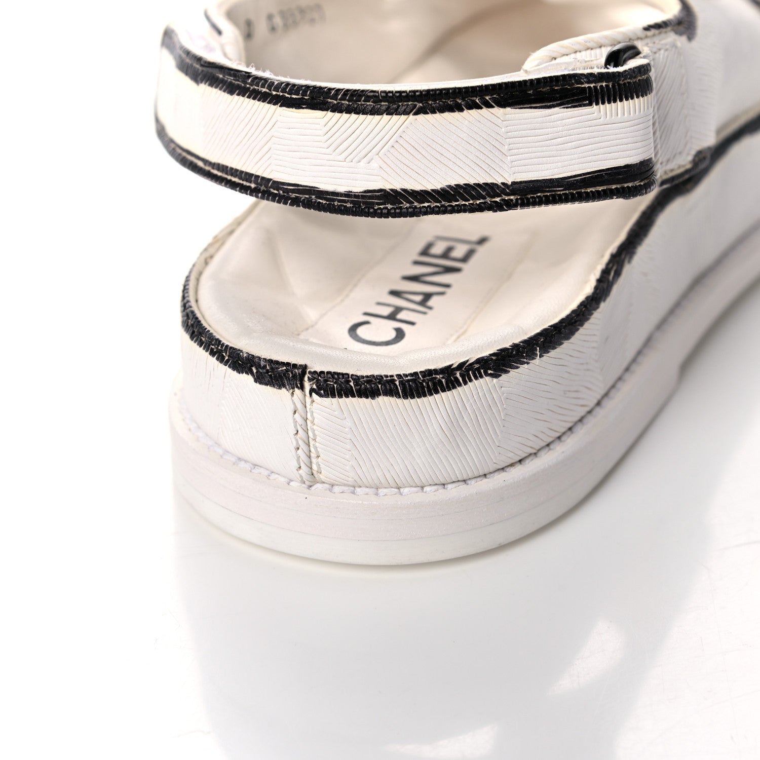 Chanel Printed Calfskin Velcro Dad Sandals 42 White Black 9 of 12