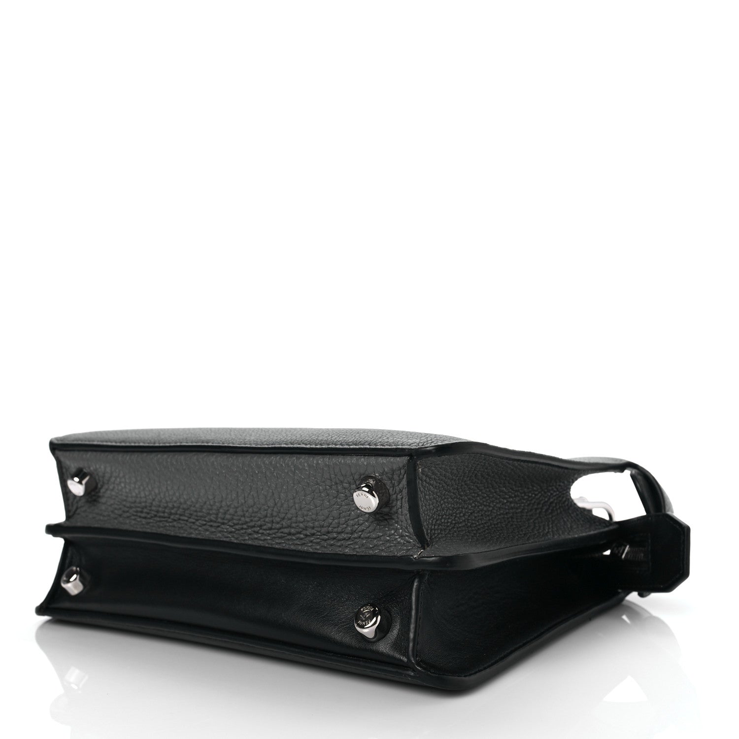 Fendi Cuoio Romano Vitello Cover Monochrome Mini Peekaboo I SEE U Satchel Argilla Black 7 of 7