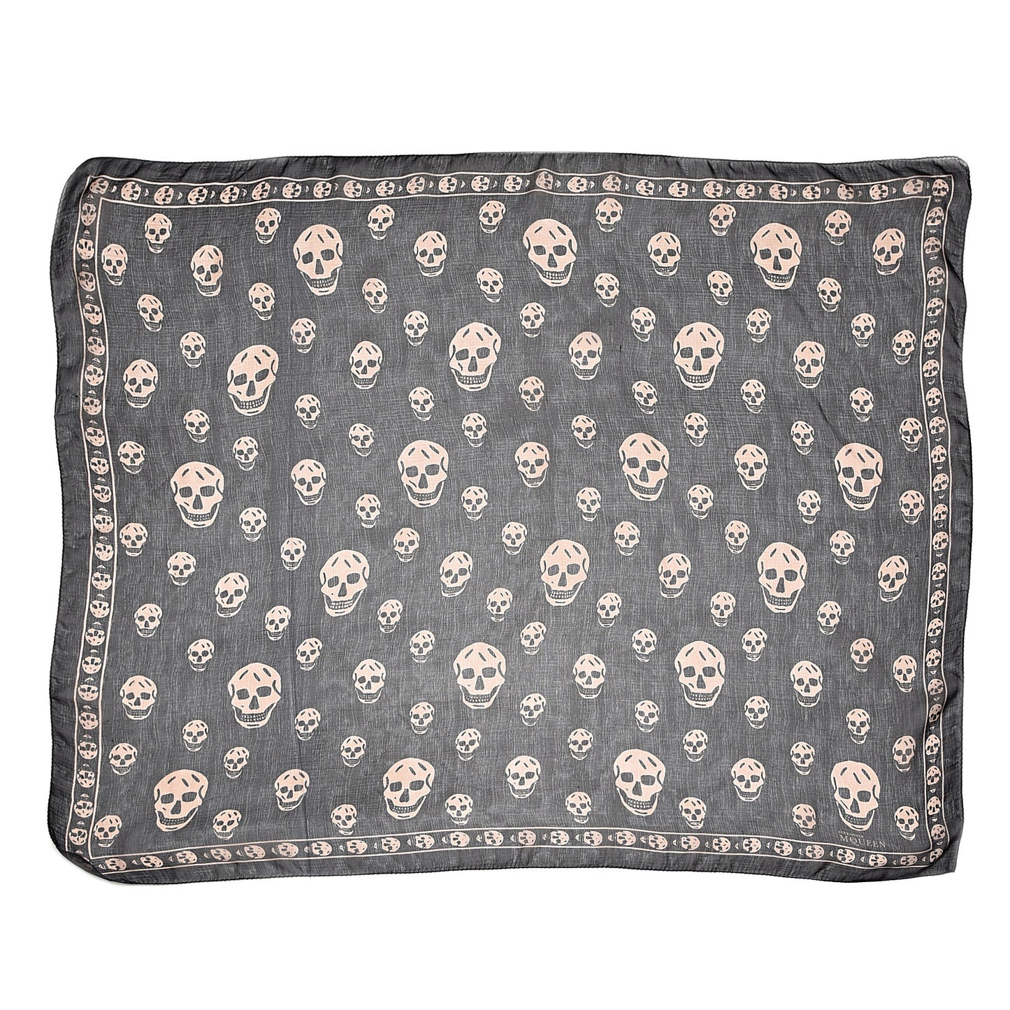 Silk Chiffon Skull Scarf Black Blush