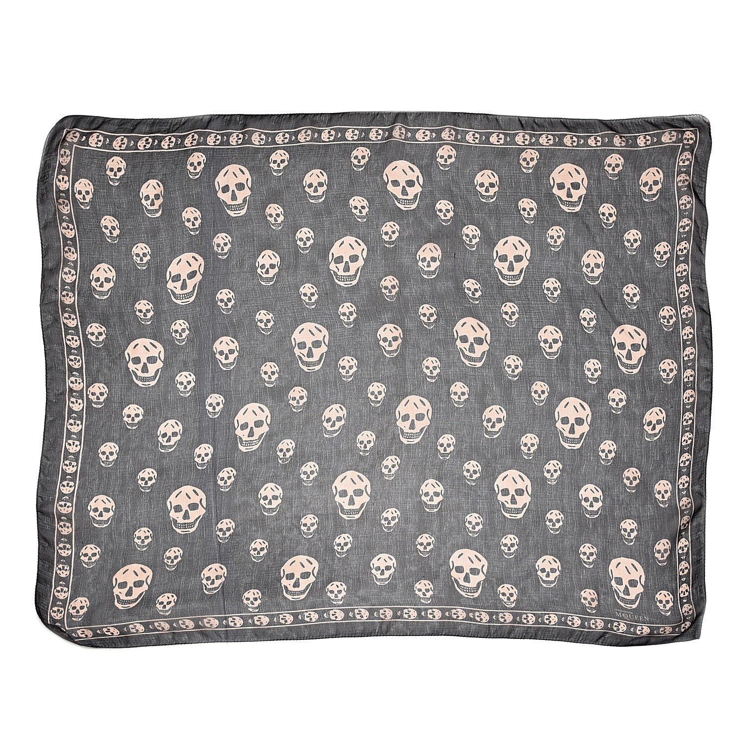 Alexander McQueen Silk Chiffon Skull Scarf Black Blush 1 of 4