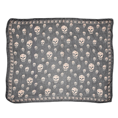 Alexander McQueen Silk Chiffon Skull Scarf Black Blush 1 of 4