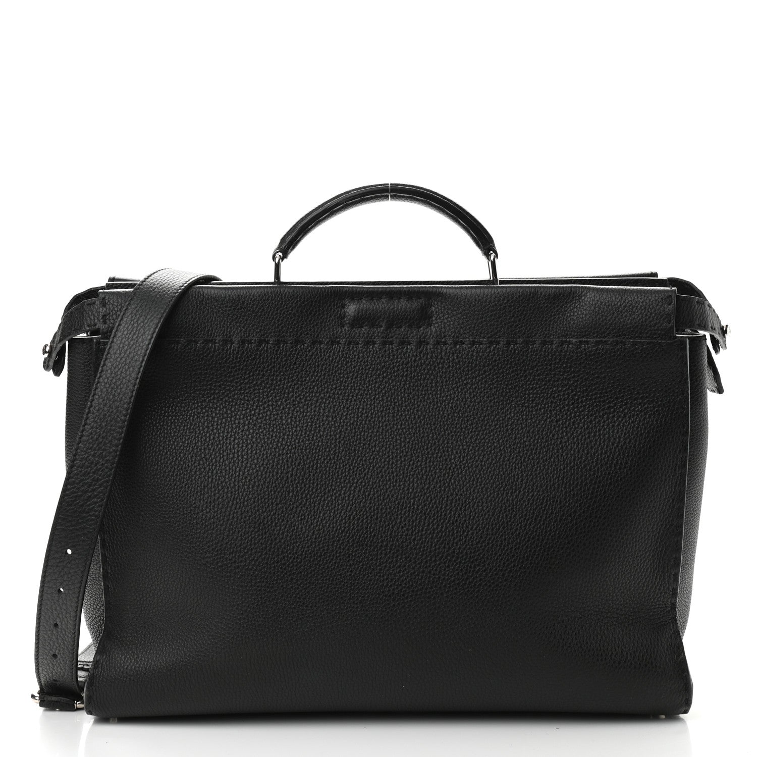 Fendi Cuoio Romano Selleria Monster Eyes Inlay Large Mens Peekaboo Iconic Essential Satchel Black Sunflower 3 of 13