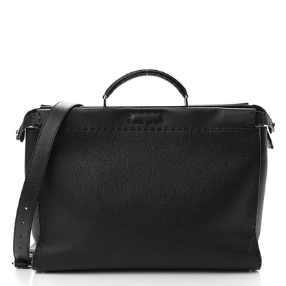 Fendi Cuoio Romano Selleria Monster Eyes Inlay Large Mens Peekaboo Iconic Essential Satchel Black Sunflower 3 of 13