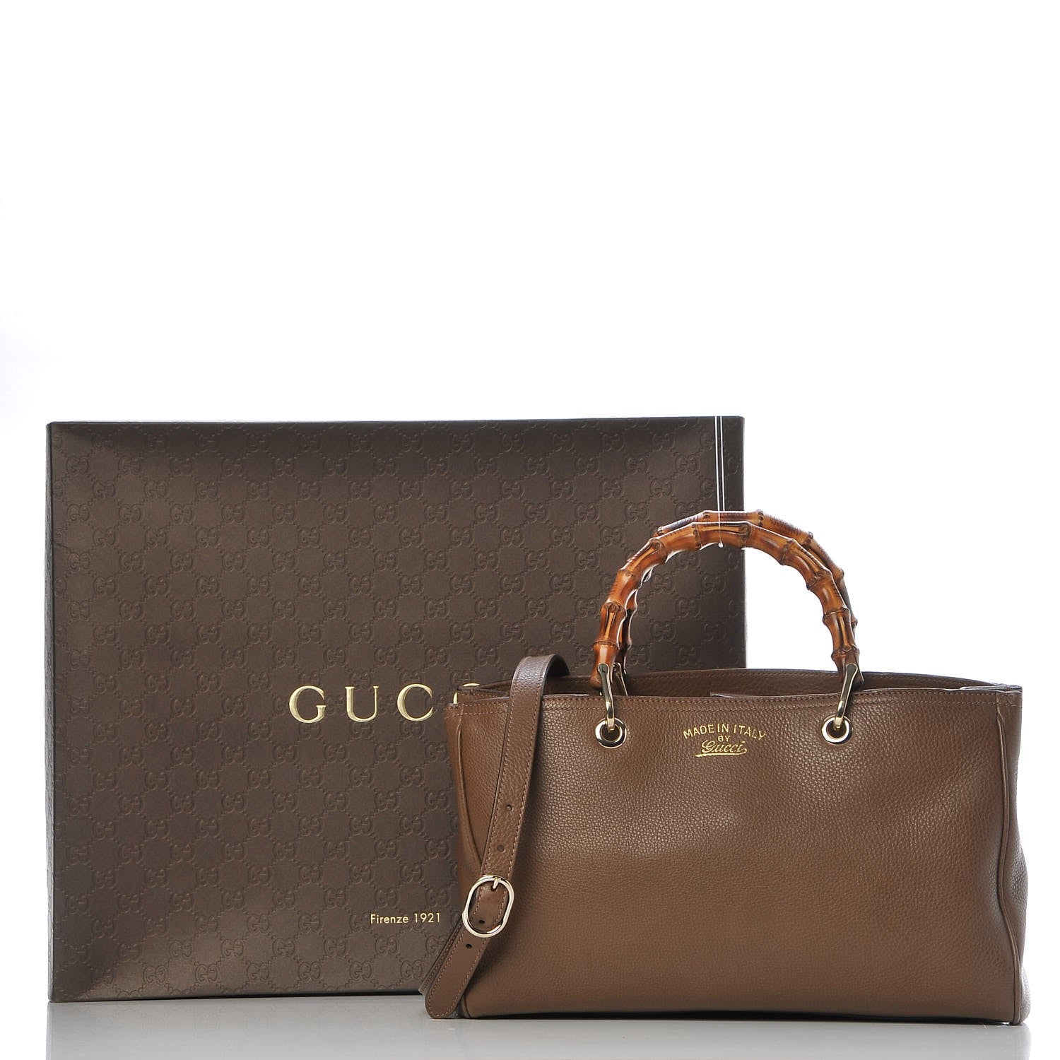 Gucci Pebbled Calfskin Medium Bamboo Shopper Tote Acero 11 of 11