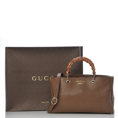 Gucci Pebbled Calfskin Medium Bamboo Shopper Tote Acero 11 of 11