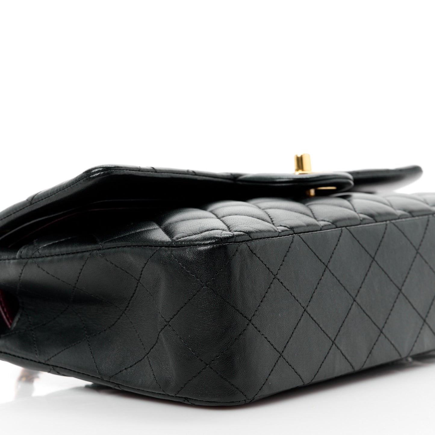 Lambskin Quilted Medium Double Flap Black