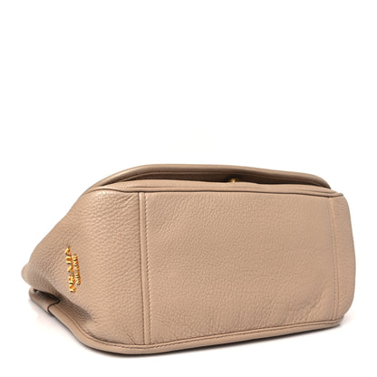 Prada Vitello Daino Embossed Logo Flap Shoulder Bag Sesamo 4 of 11