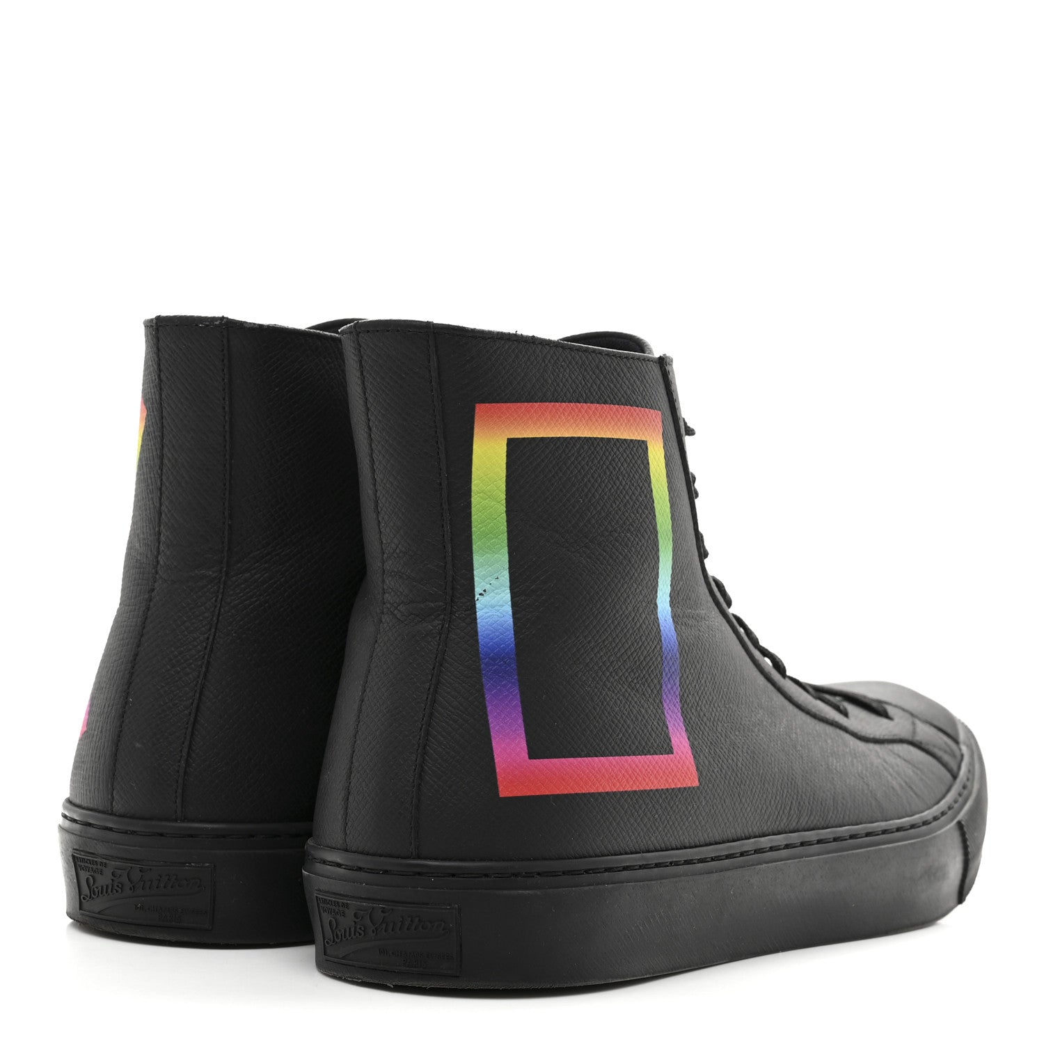 Louis Vuitton Calfskin Mens LV Tattoo Sneaker Boots 8.5 Black 5 of 11