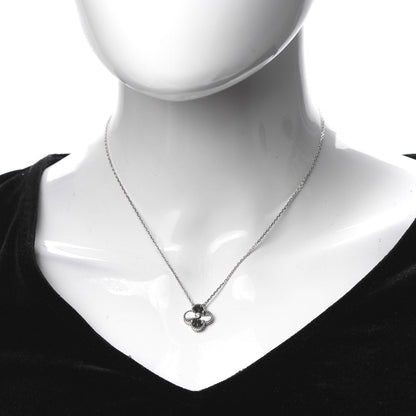 Van Cleef & Arpels 18K White Gold Diamond Guilloche Vintage Alhambra Pendant Necklace 2 of 8