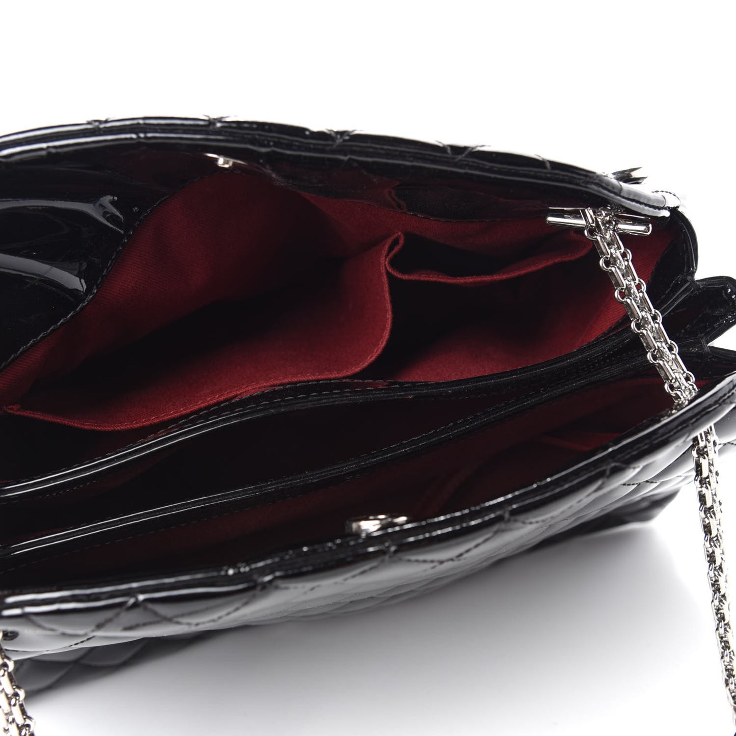 Patent Quilted Large Just Mademoiselle Bowling Bag Black