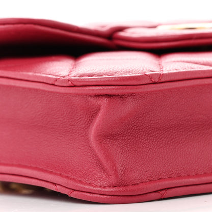 Chanel Lambskin Quilted Top Handle Flap Coin Purse With Chain Dark Pink 10 of 12