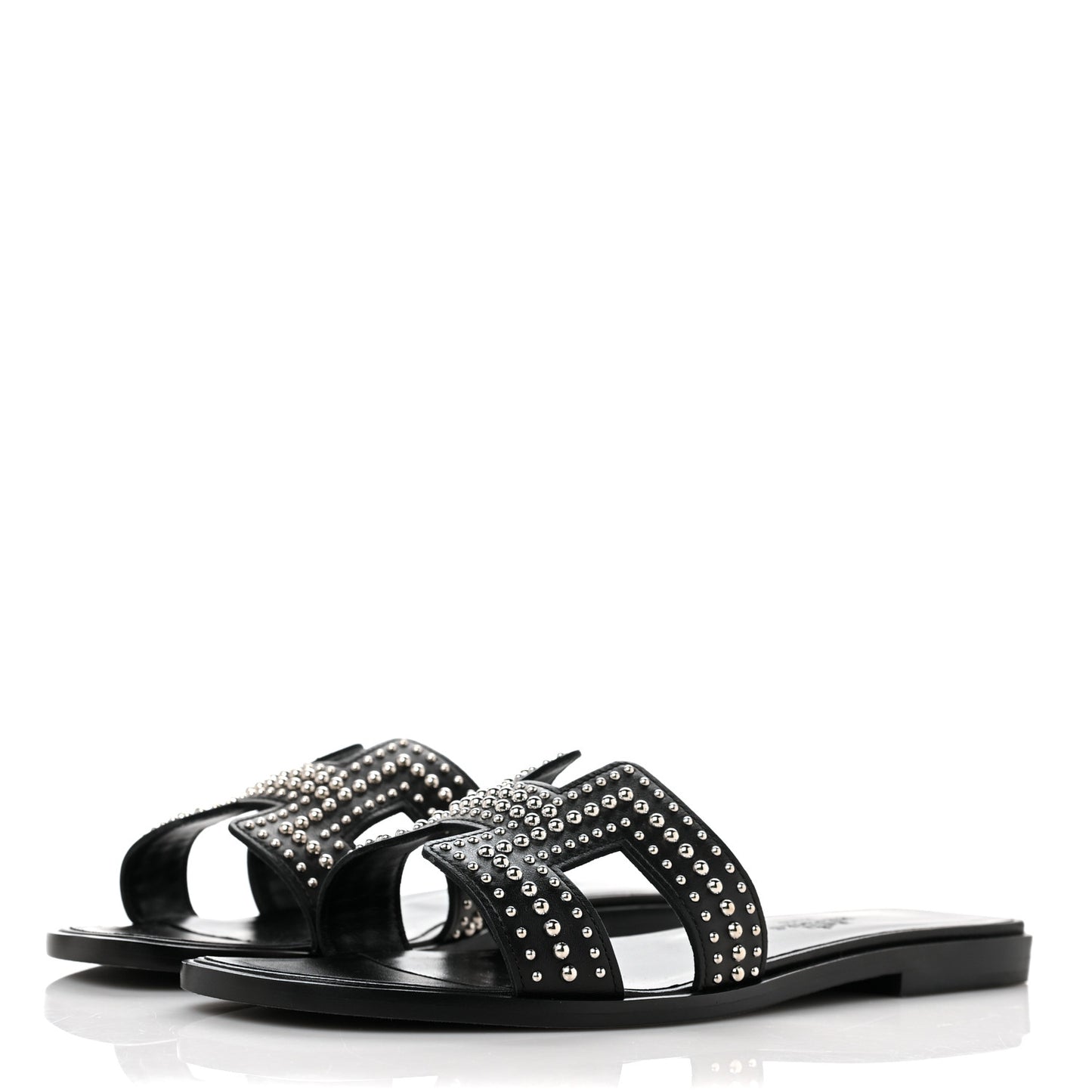 Calfskin Studded Oran Sandals 36 Black