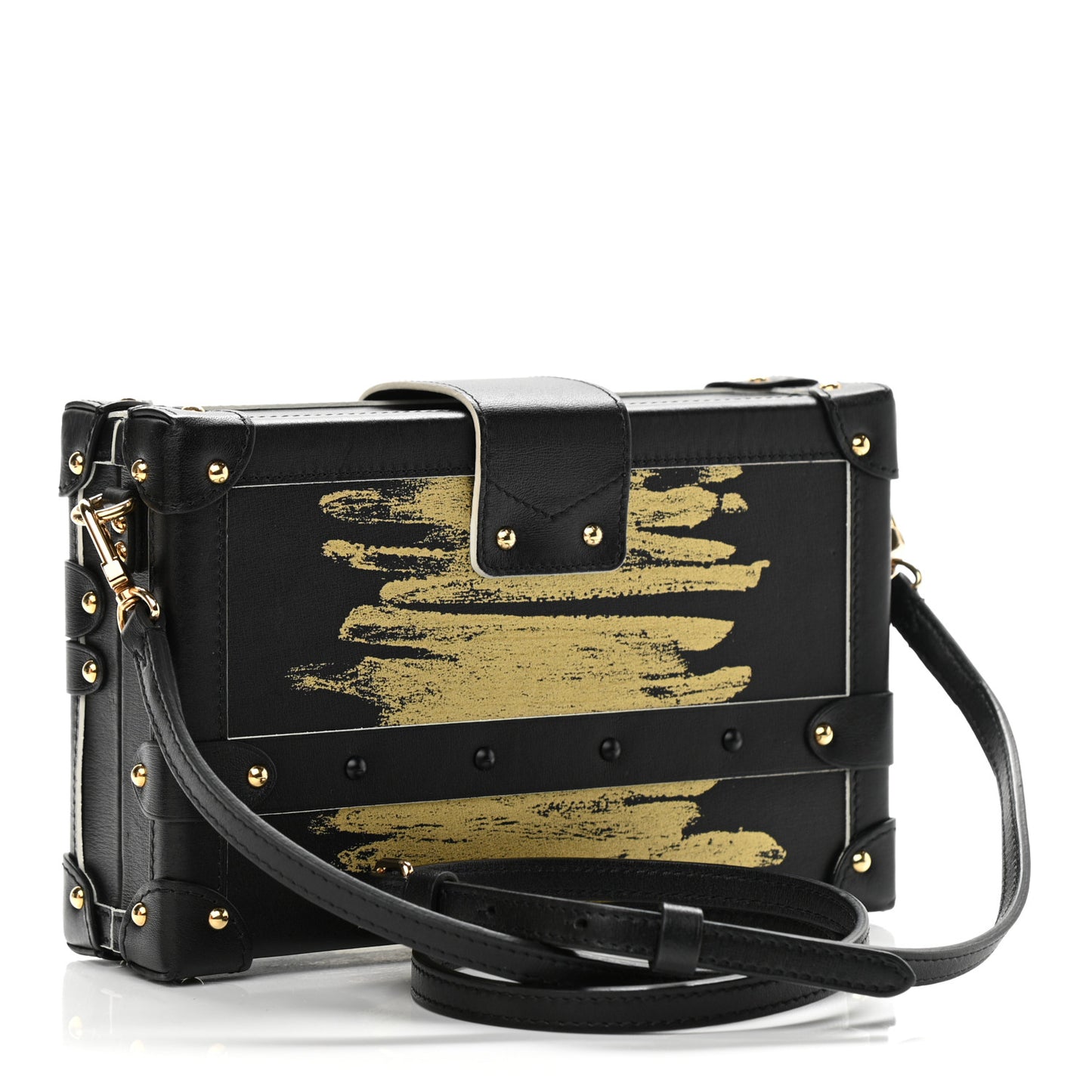 Calfskin Golden Light Petite Malle Black