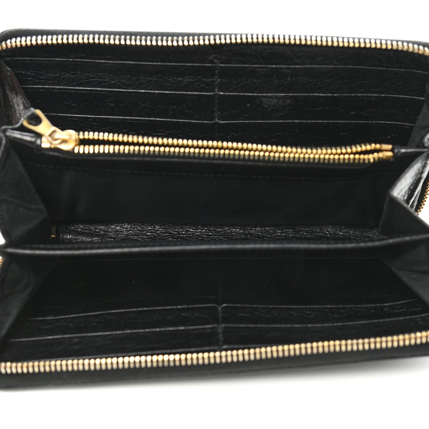 Agneau Giant 12 Gold Hardware Continental Zip Around Wallet Black