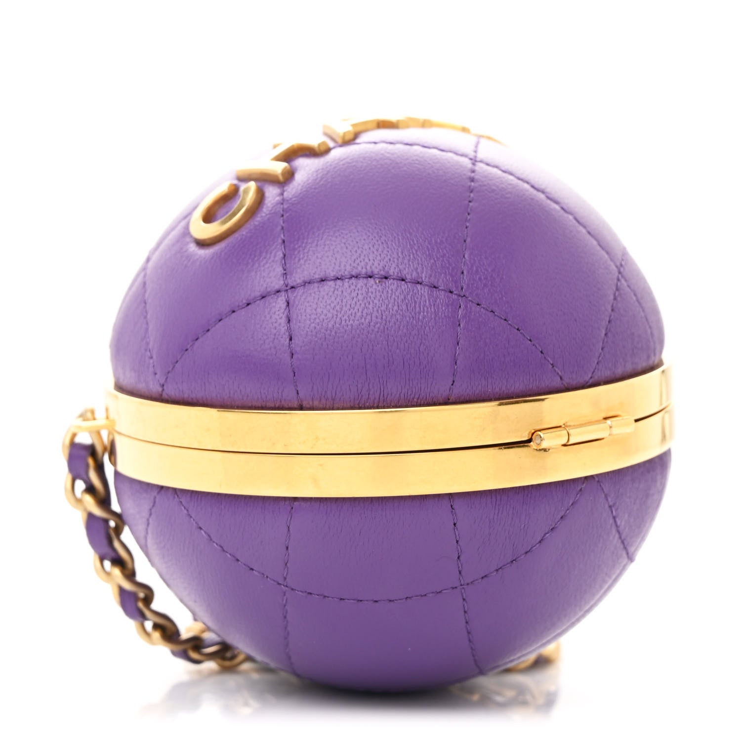 Chanel Lambskin CC Minaudiere Sphere Chain Clutch Purple 3 of 9