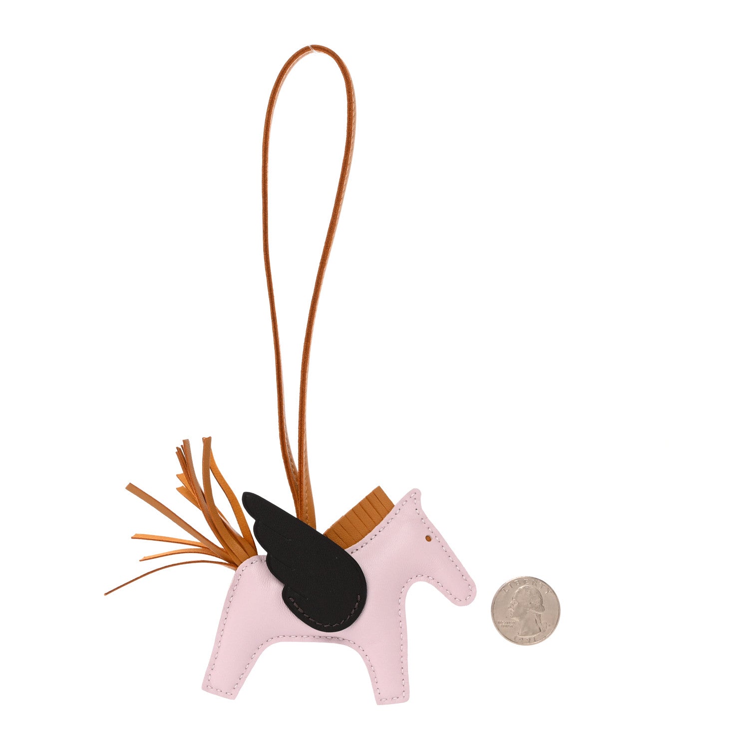 Hermes Milo Lambskin Grigri Rodeo Pegase Horse Bag Charm PM Mauve Pale Sesame Ebene 2 of 5