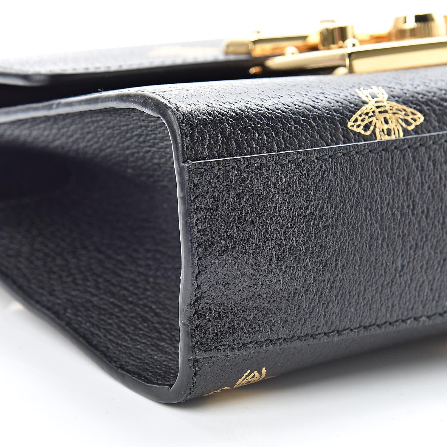 Gucci Grained Calfskin Bee Star Small Padlock Shoulder Bag Black 9 of 13