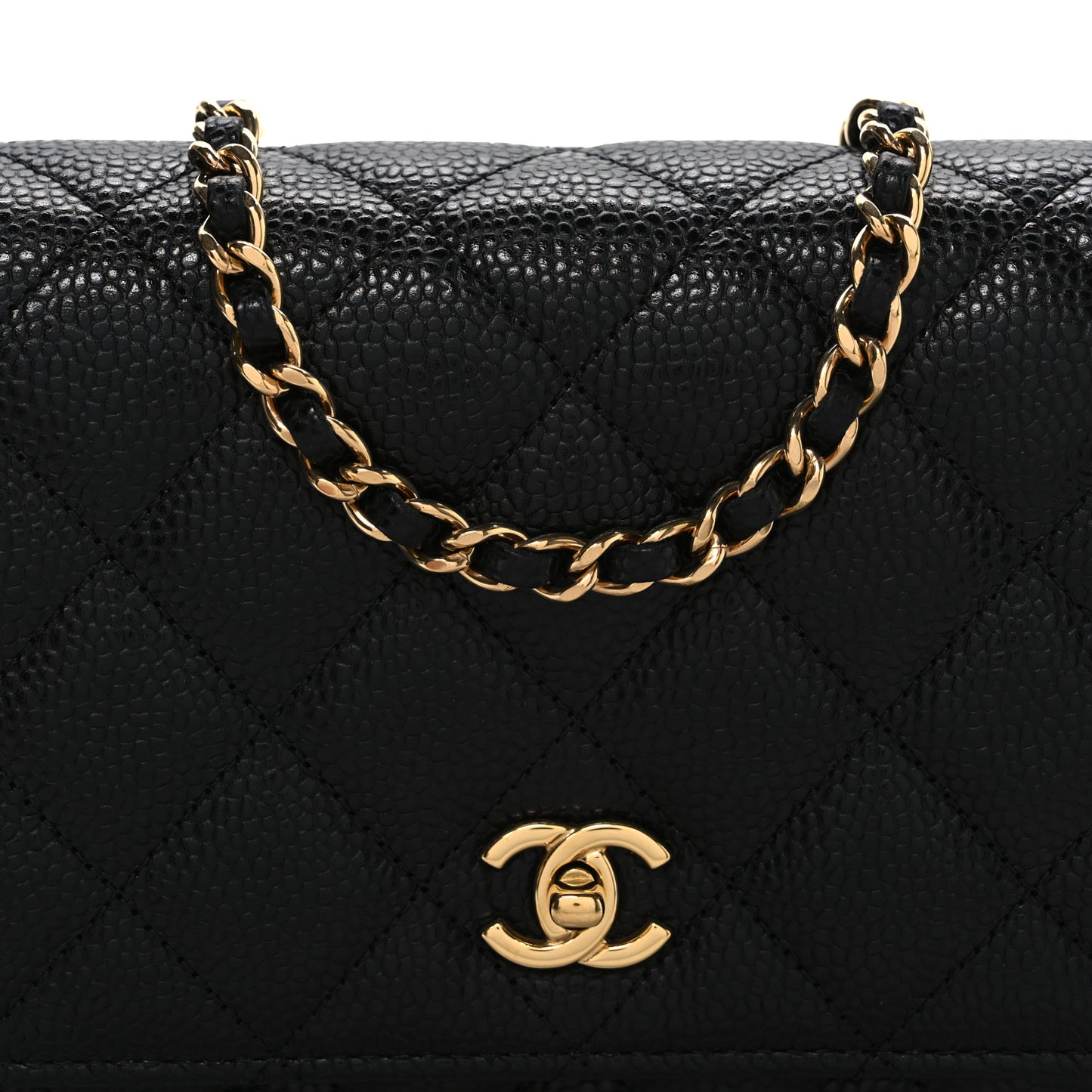 Caviar Quilted CC Turnlock Wallet On Chain WOC Black