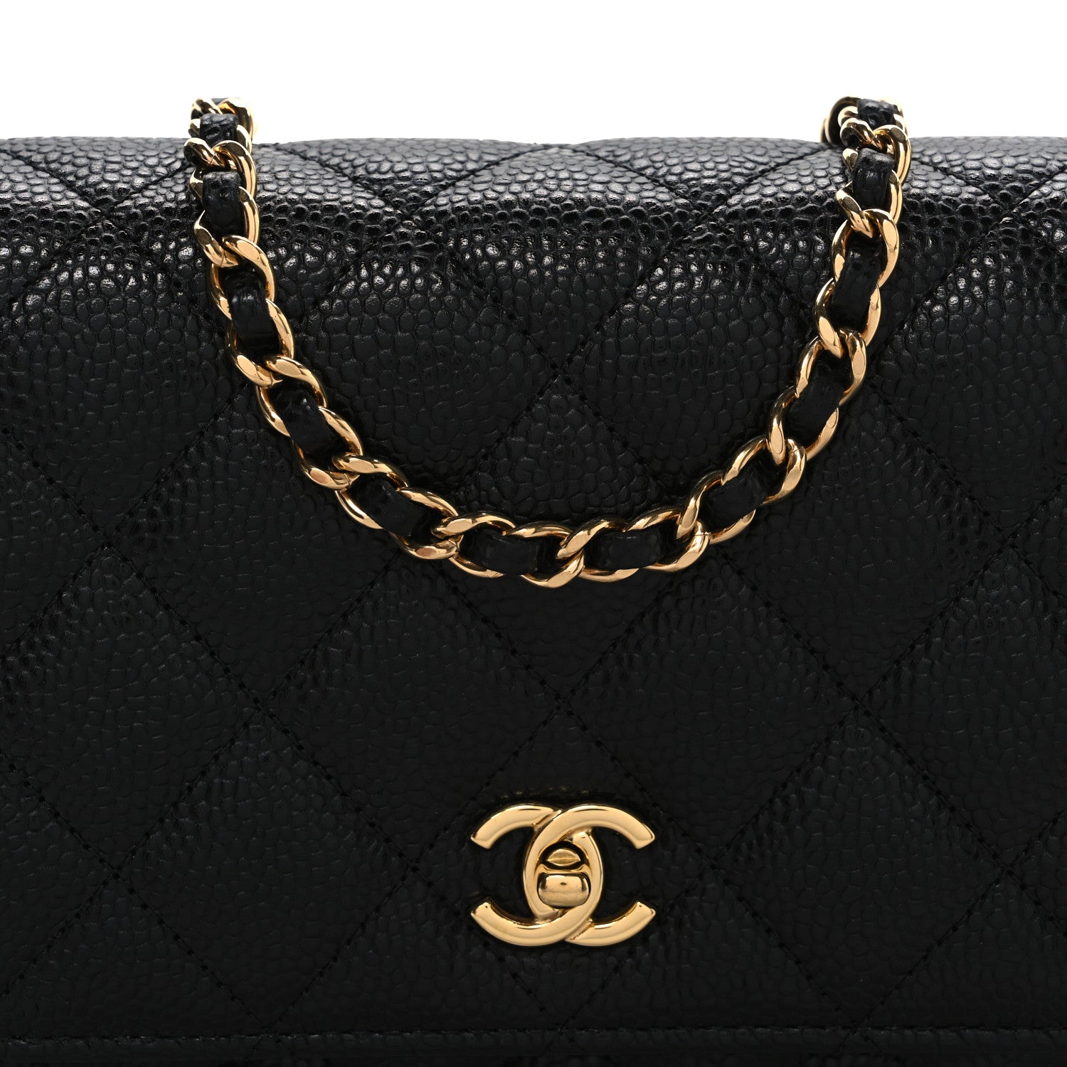 Chanel Caviar Quilted CC Turnlock Wallet On Chain WOC Black 9 of 12
