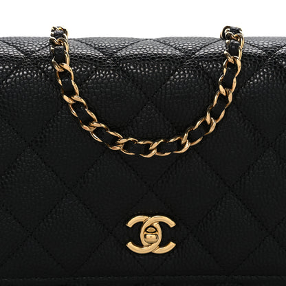 Chanel Caviar Quilted CC Turnlock Wallet On Chain WOC Black 9 of 12