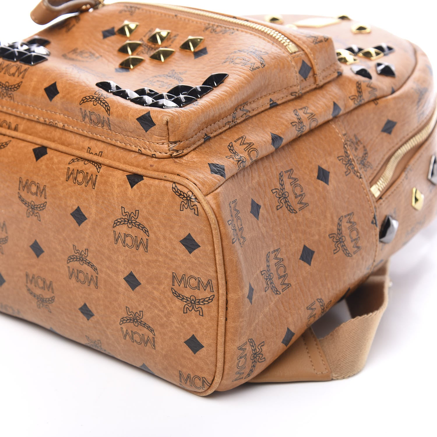 MCM Visetos Studded Small Stark Backpack Cognac 8 of 9