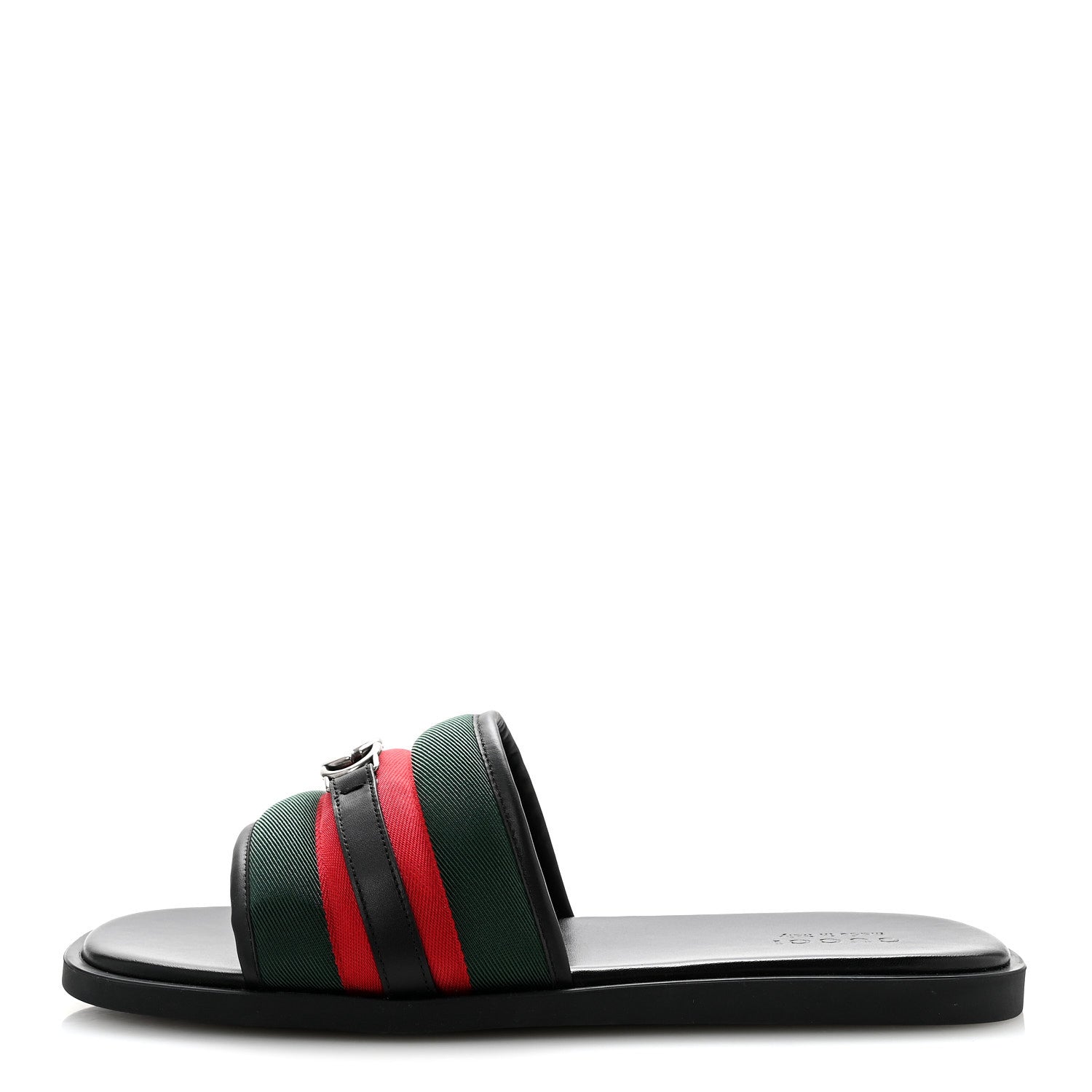 Gucci Nylon Calfskin Web Interlocking G Maverik Slide Sandals 12 Black Green Red 1 of 9
